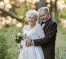 Husband, 89, and wife, 81, slip on their original tuxedo and wedding gown for diamond anniversary photo shoot