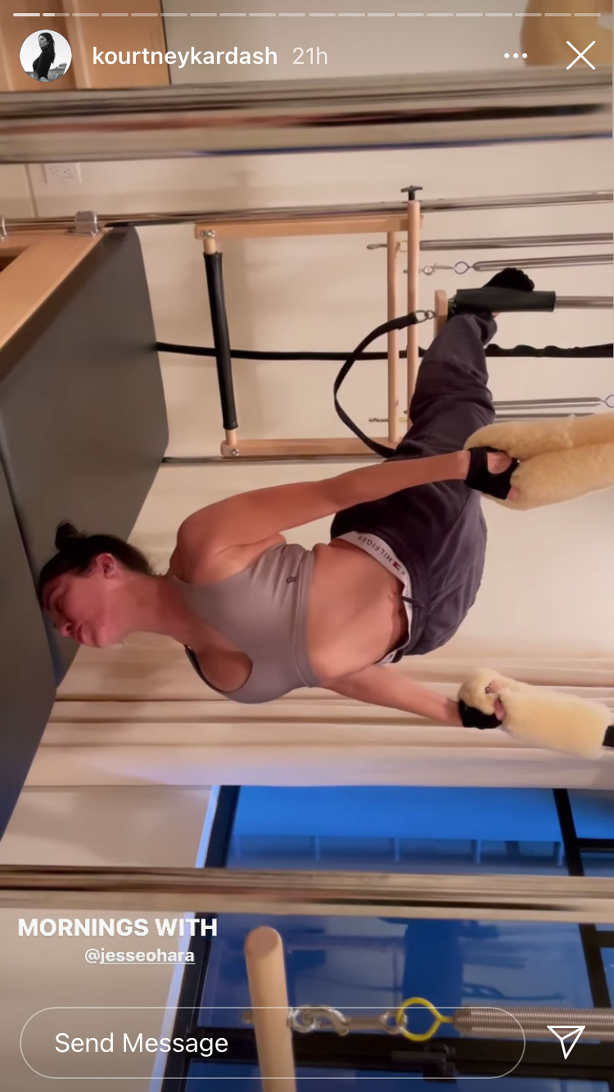 Kourtney Kardashian reveals an acrobatic new pilates workout!