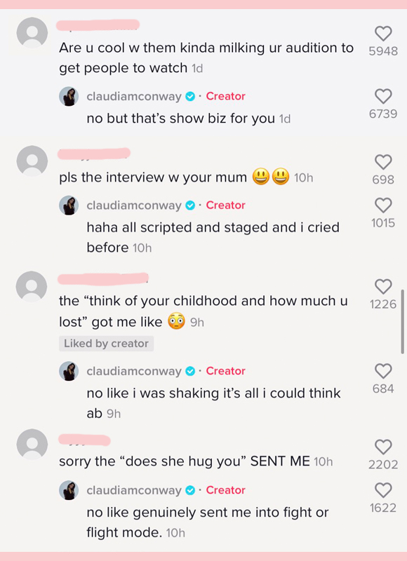 claudia conway tiktok comments : american idol