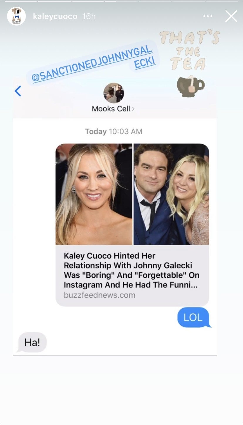 ICYMI: Kaley Cuoco's Ex Johnny Galecki Responds To Her Calling Her Life Before Husband 'Boring' 