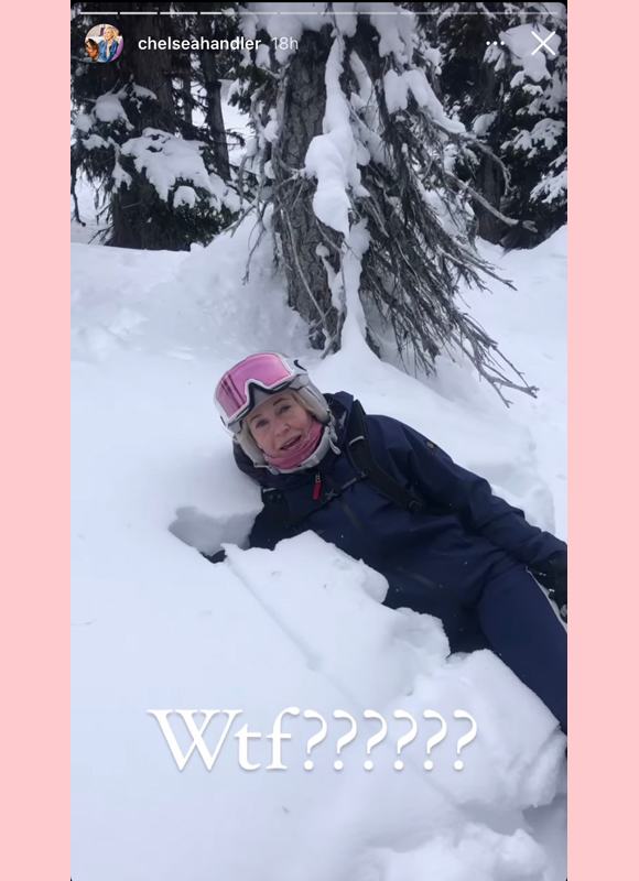 chelsea handler : skiing fall instagram story