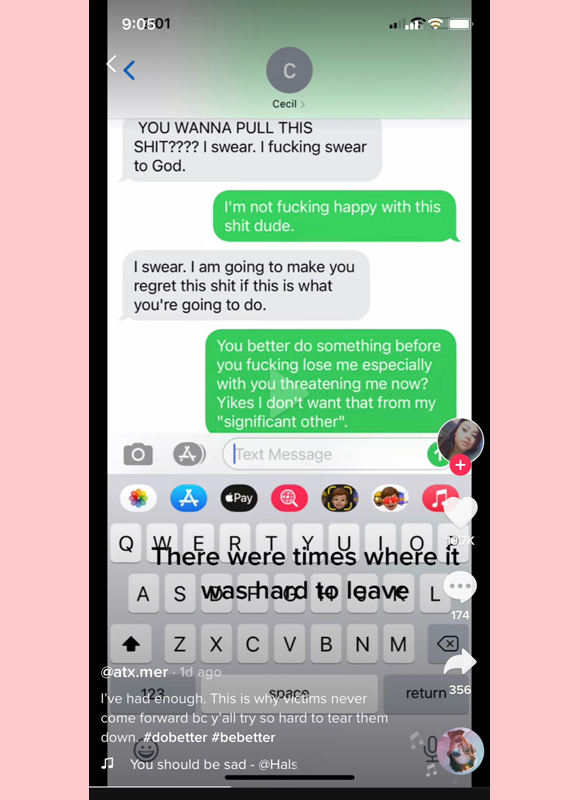 cecil ray baker, mariah lopez : alleged threatening texts from cecil ray