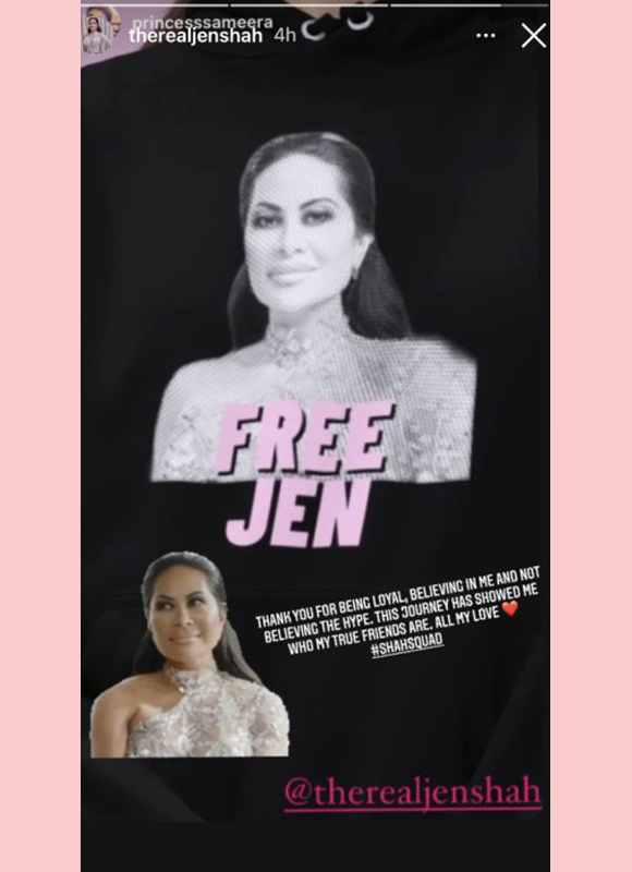 jen shah : thanks supporters in IG story