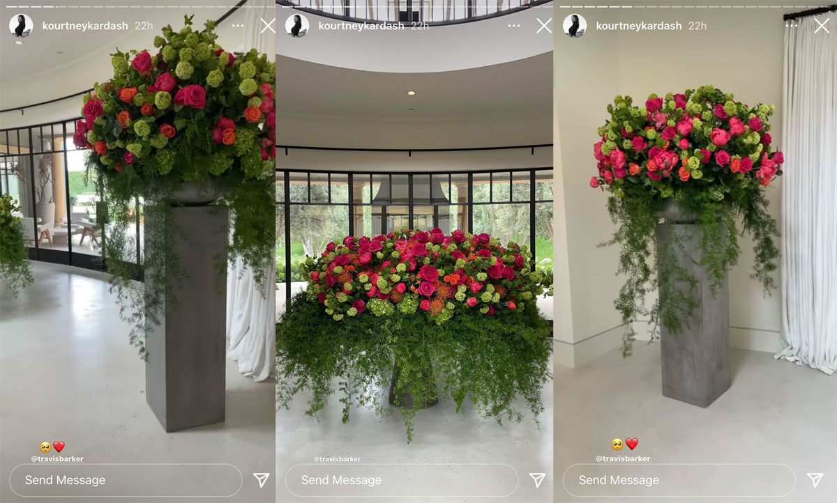 Travis Barker celebrates Kourtney Kardashian for Mother's Day with a huge floral arrangement!