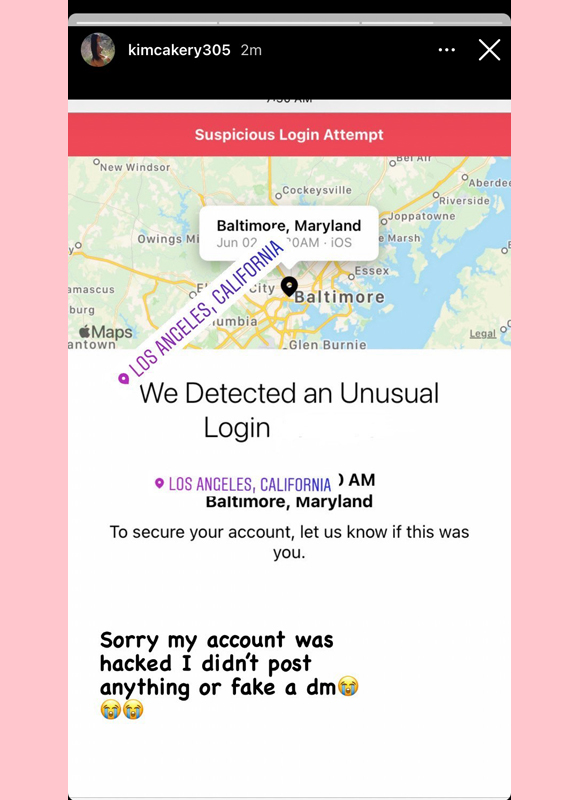 kimberly alexander : claims she was hacked ig story
