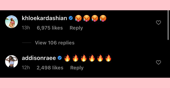 kourtney kardashian, khloe kardashian, addison rae : emoji comments on latest PDA ig post