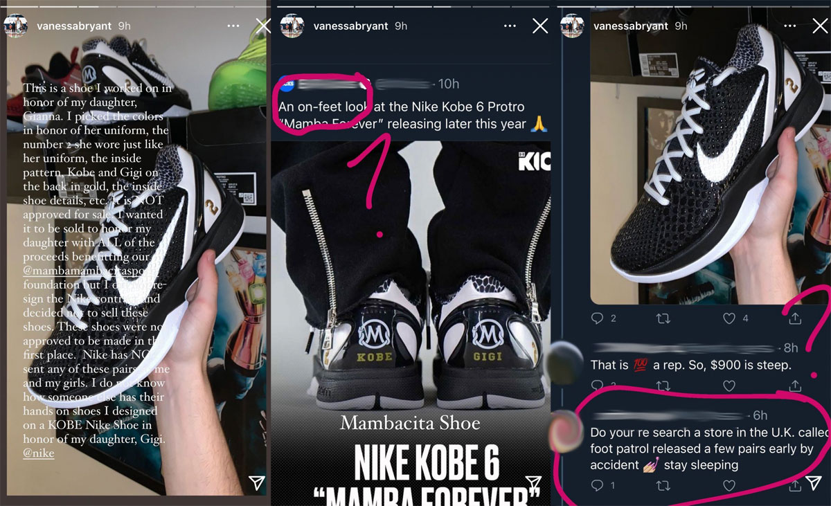 Vanessa Bryant calls out Nike over reportedly selling or sharing her unreleased Mambacita shoe to honor Gigi Bryant!