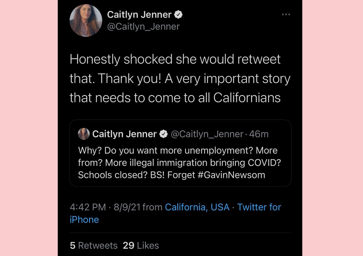Caitlyn Jenner just made a mistake with not switching over to her burner account on Twitter! Oops!