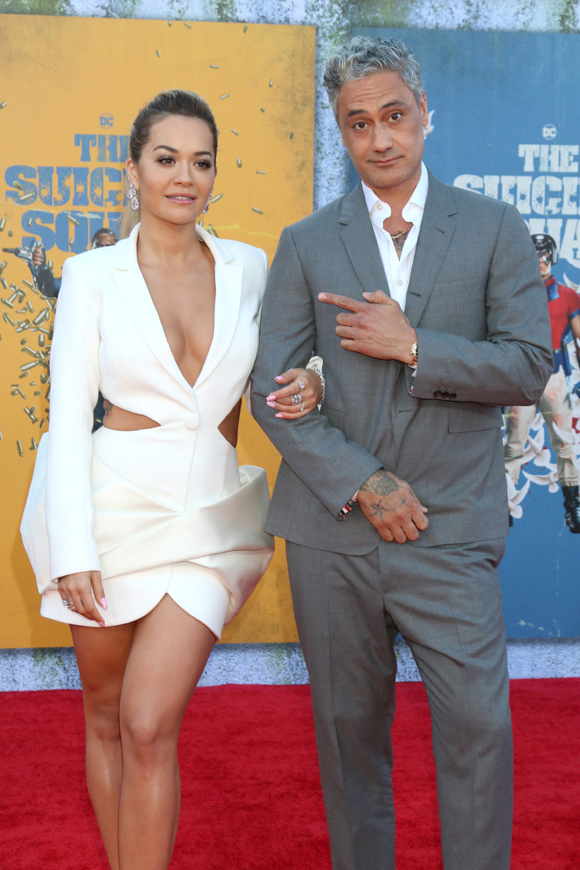 Rita Ora and Taika Waititi on the red carpet at The Suicide Squad premiere
