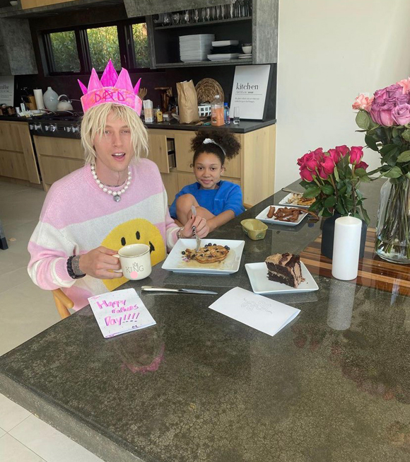 machine gun kelly : spent father's day brunch at the same table they made racy IG comments about