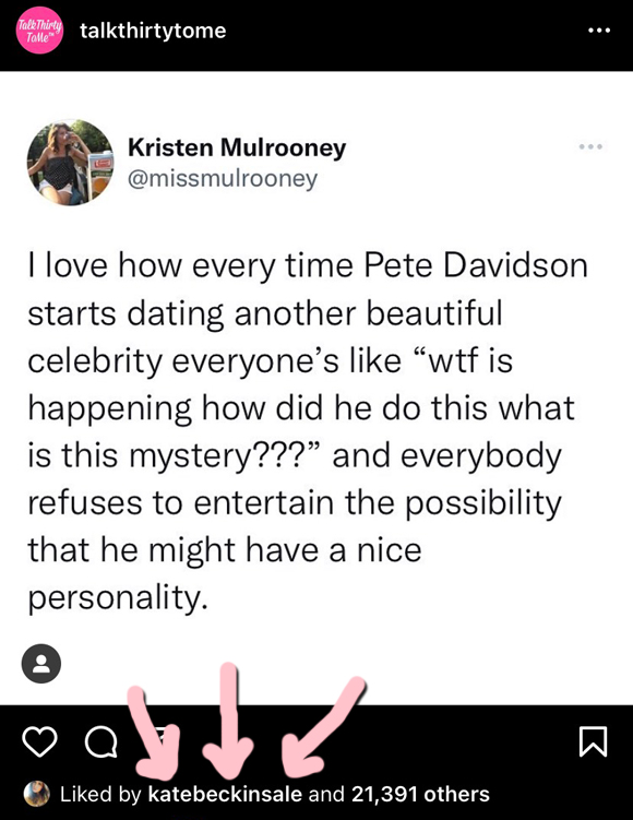 kate beckinsale " liked" post nearly pete davidson's " nice personality" 