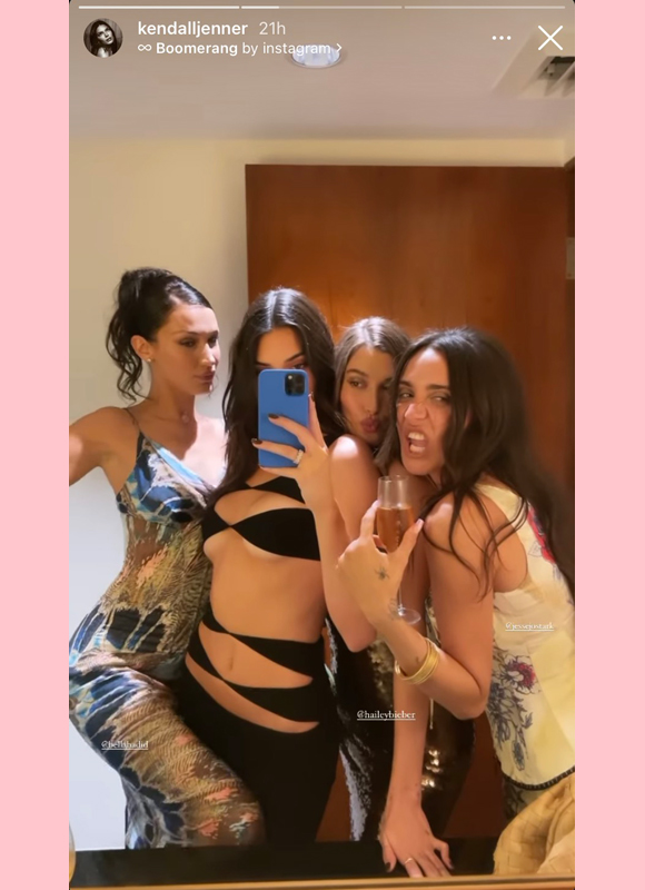 kendall jenner, hailey bieber, bella hadid : instagram story from wedding reception