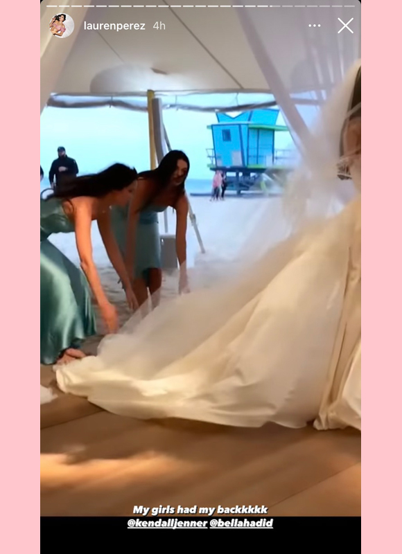 kendall jenner : lauren perez instagram story from wedding in bridesmaid dress