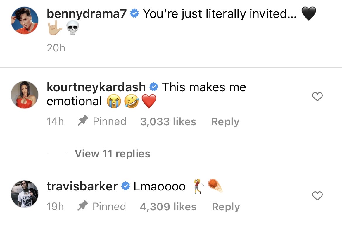 Kourtney Kardashian and Travis Barker comment on wedding predictions