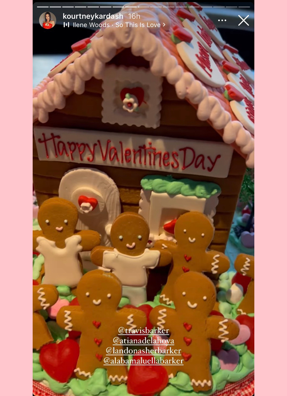 kourtney kardashian: valentines day gingerbread house for the family instagram story