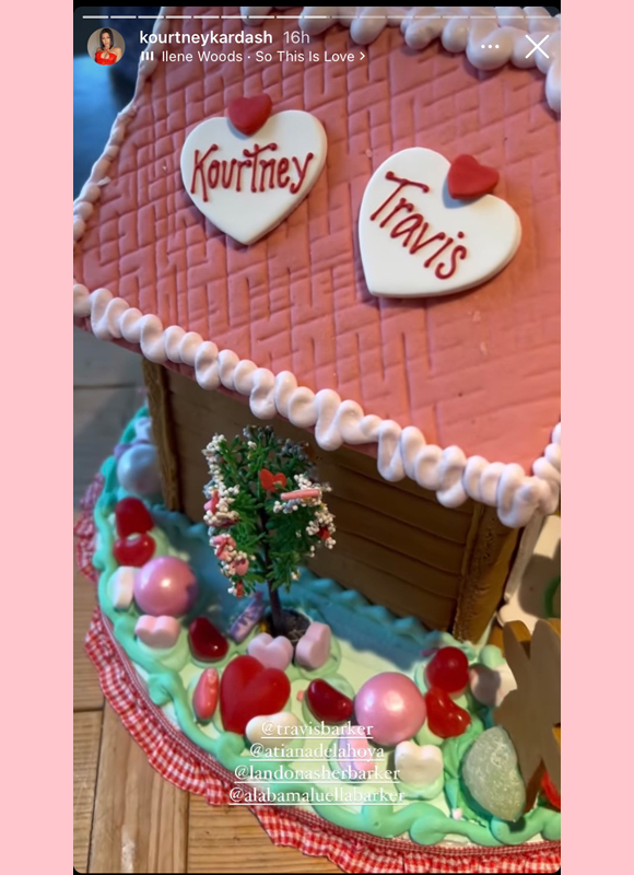 kourtney Kardashian: valentines day gingerbread house, kravis' names on roof instagram story