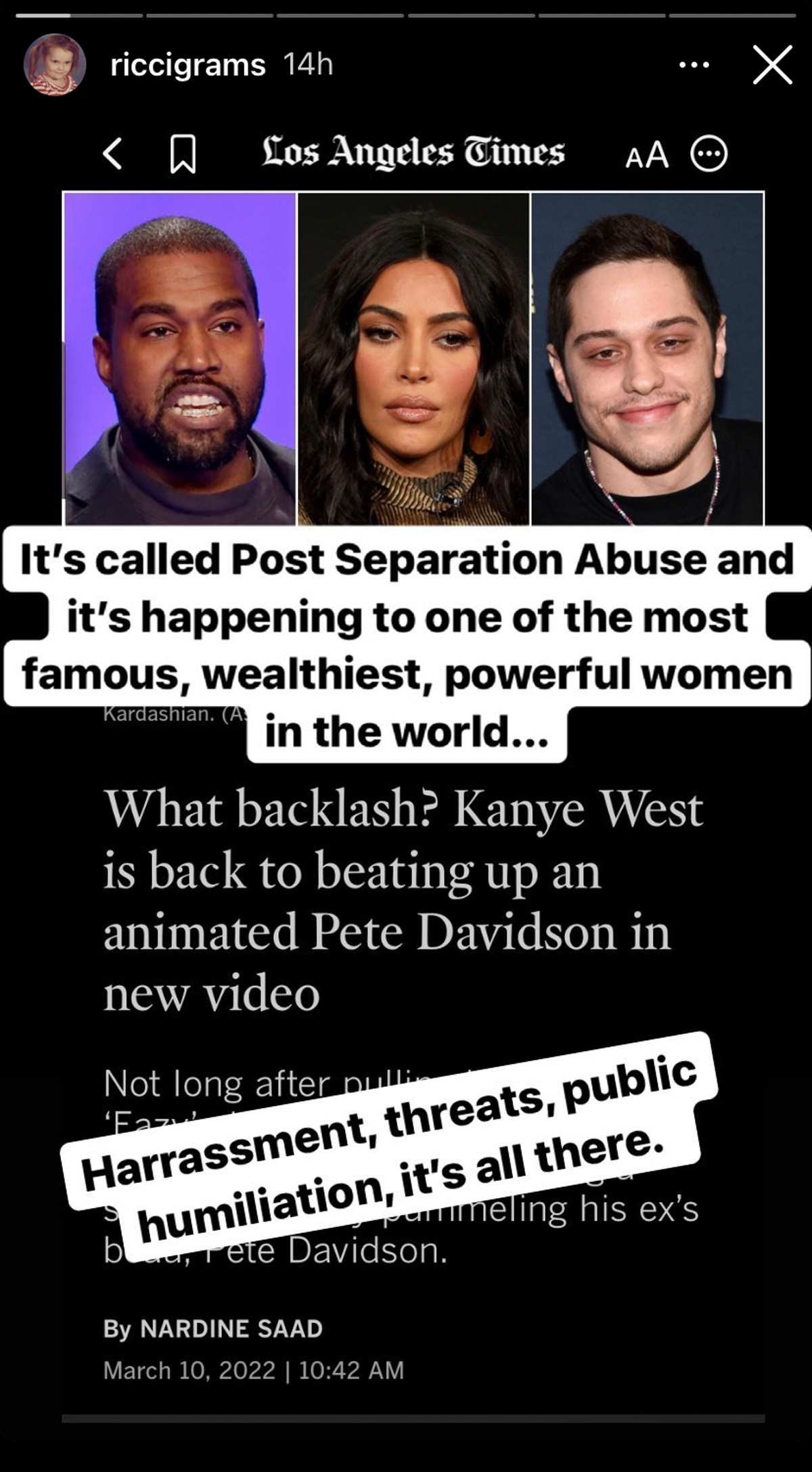 Christina Ricci Says Kanye West’s Behavior Towards Kim Kardashian Is ‘Post Separation Abuse’