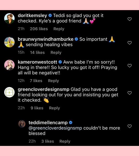 teddi mellencamp : comments from other housewives on melanoma post